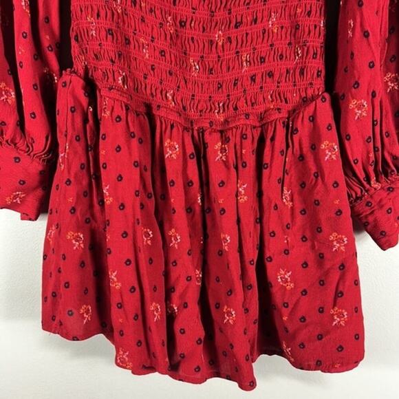 Free People Two Faces Printed Mini Dress Ruby Combo Red - Picture 5 of 6
